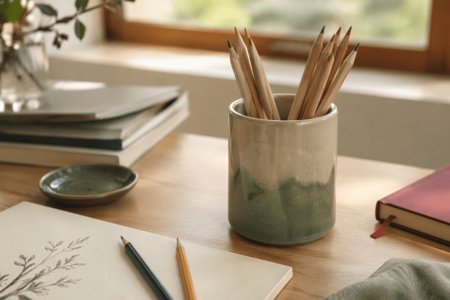 Desk Pencil Cup in use on a desk