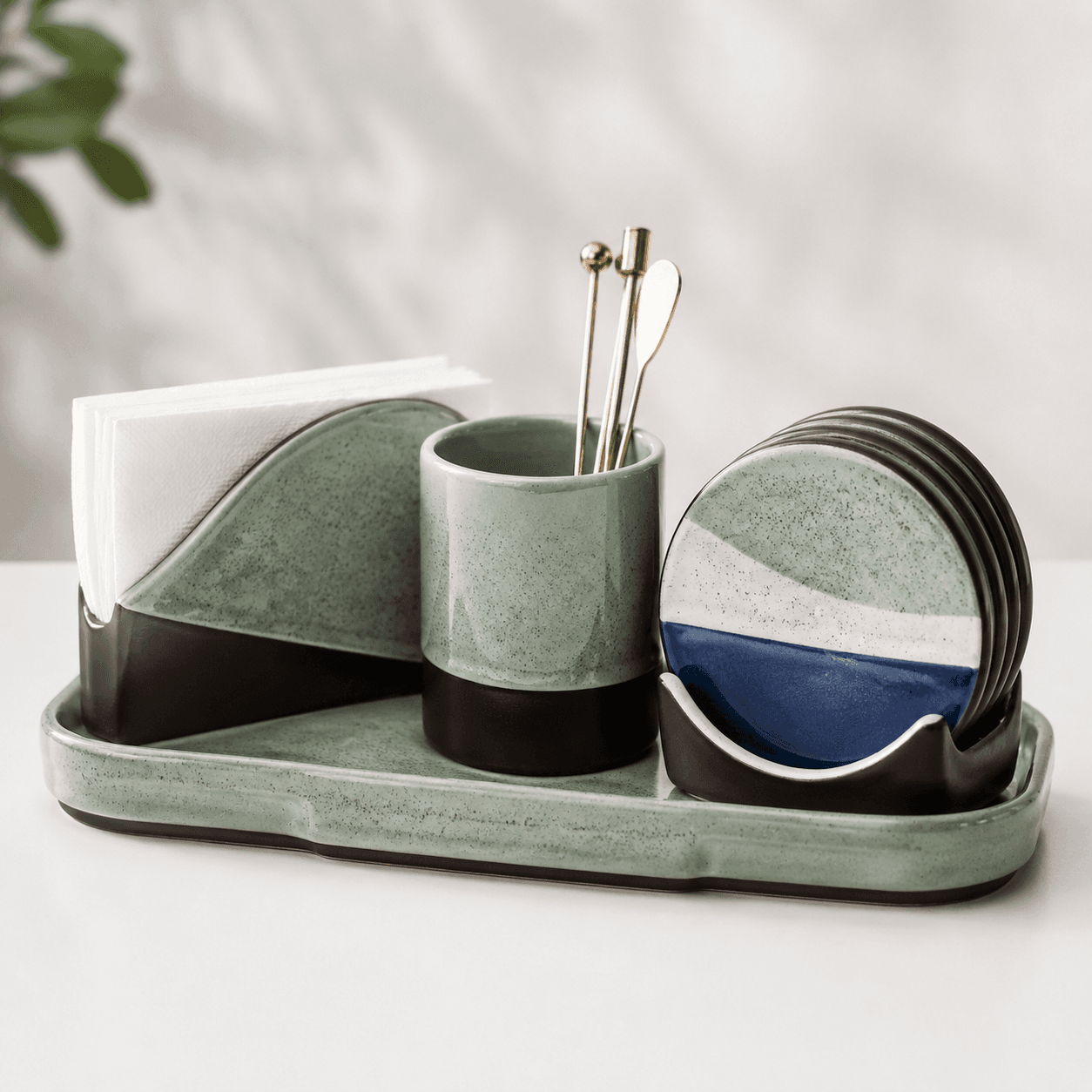 Drink Station Bundle — Coasters, tray and drink-corner basics together as one starter set.